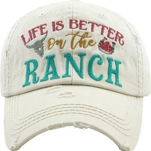 LIFE IS BETTER ON THE RANCH Washed Vintage Ballcap